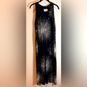 NANSO Sz M Finland Fireworks Pattern Jersey Knit Unlined Maxi Dress
